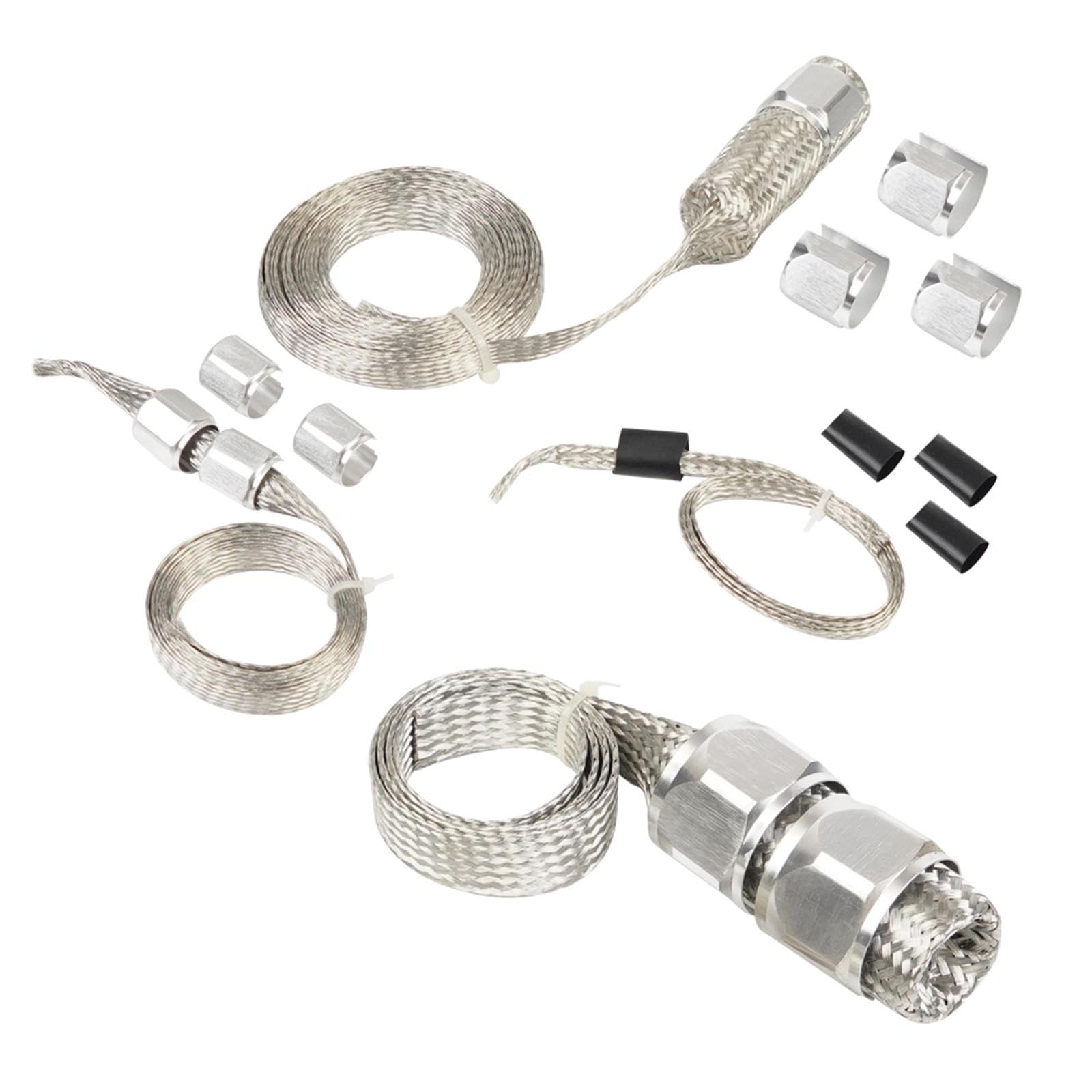Braid Hose Sleeving Kit Aluminium Edelstahl Geflecht Austausch Schlauchset Dekorativ für Autowerkstatt Reparatur Motorenbau, Silber