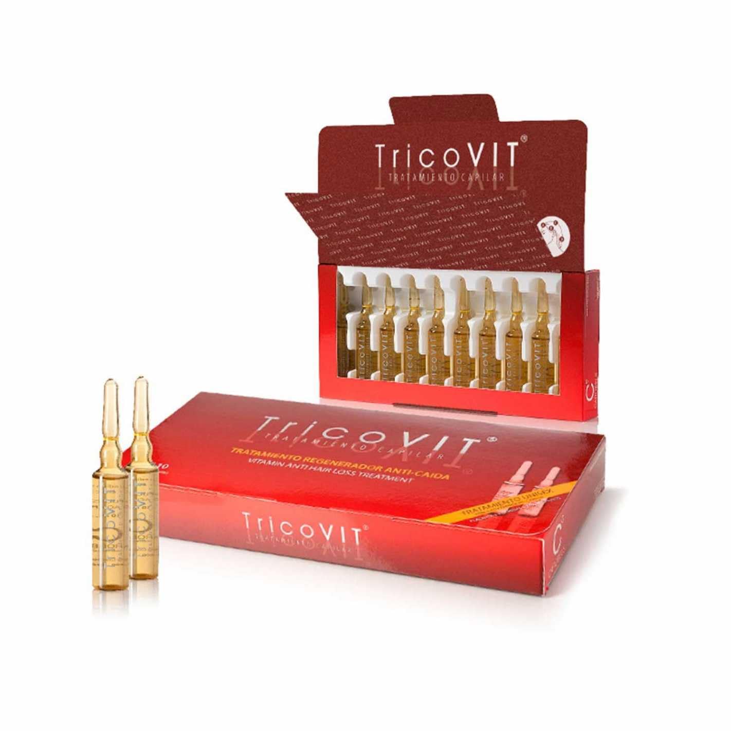 TricoVIT Pack Anticaída Cabello Hombre y Mujer – 10 Ampollas Anticaída + 28 Parches Capilares + Champú Anticaída + Neceser | Tratamiento Capilar Completo para Frenar la Caída y Fortalecer el Pelo