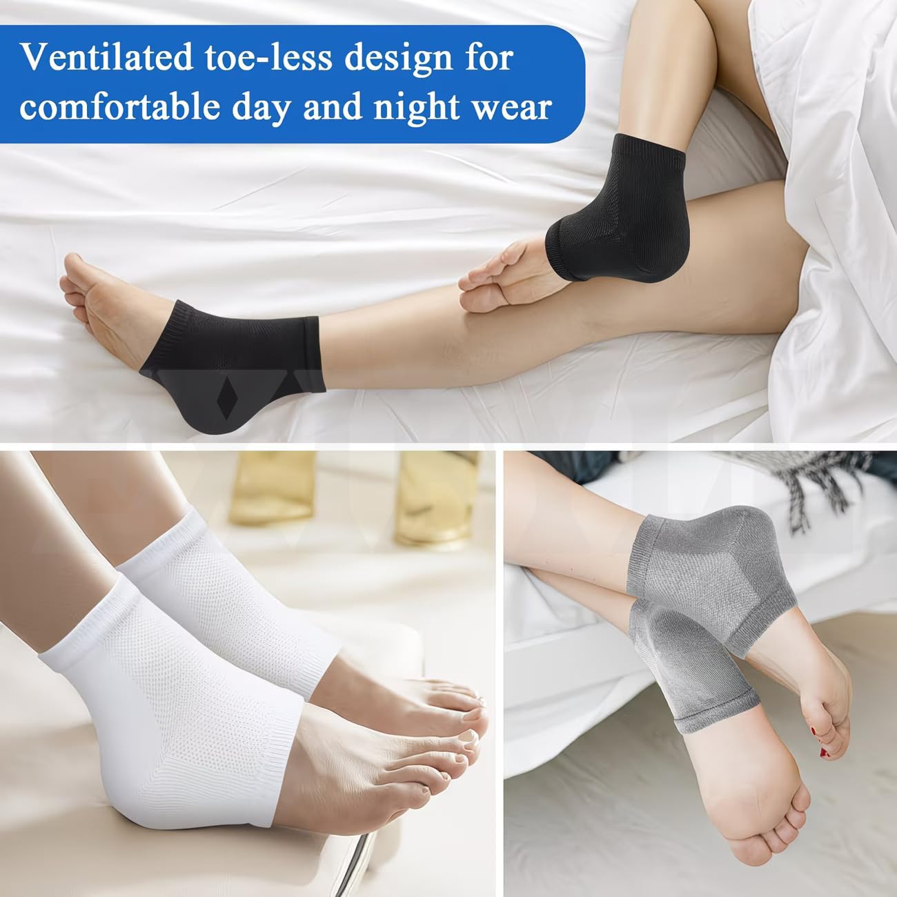 EXIFYLL Heel Pain Relief Silicone Gel Pad Heel Protector Socks with Spa Botanical for Men and Women Soft Cotton Heel Socks, Dry Cracked Skin Free Size ,Heel Pain Relief Silicone Gel Pad Heel Protector Socks with Spa Botanical for Men and Women Cotton Socksa A1 1
