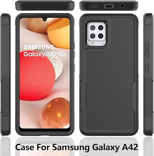Miniatura 7 de Funda para Samsung A42 5G, Galaxy A42 5G con protector de pantalla HD y protector de lente de cámara, funda híbrida de policarbonato duro suave de