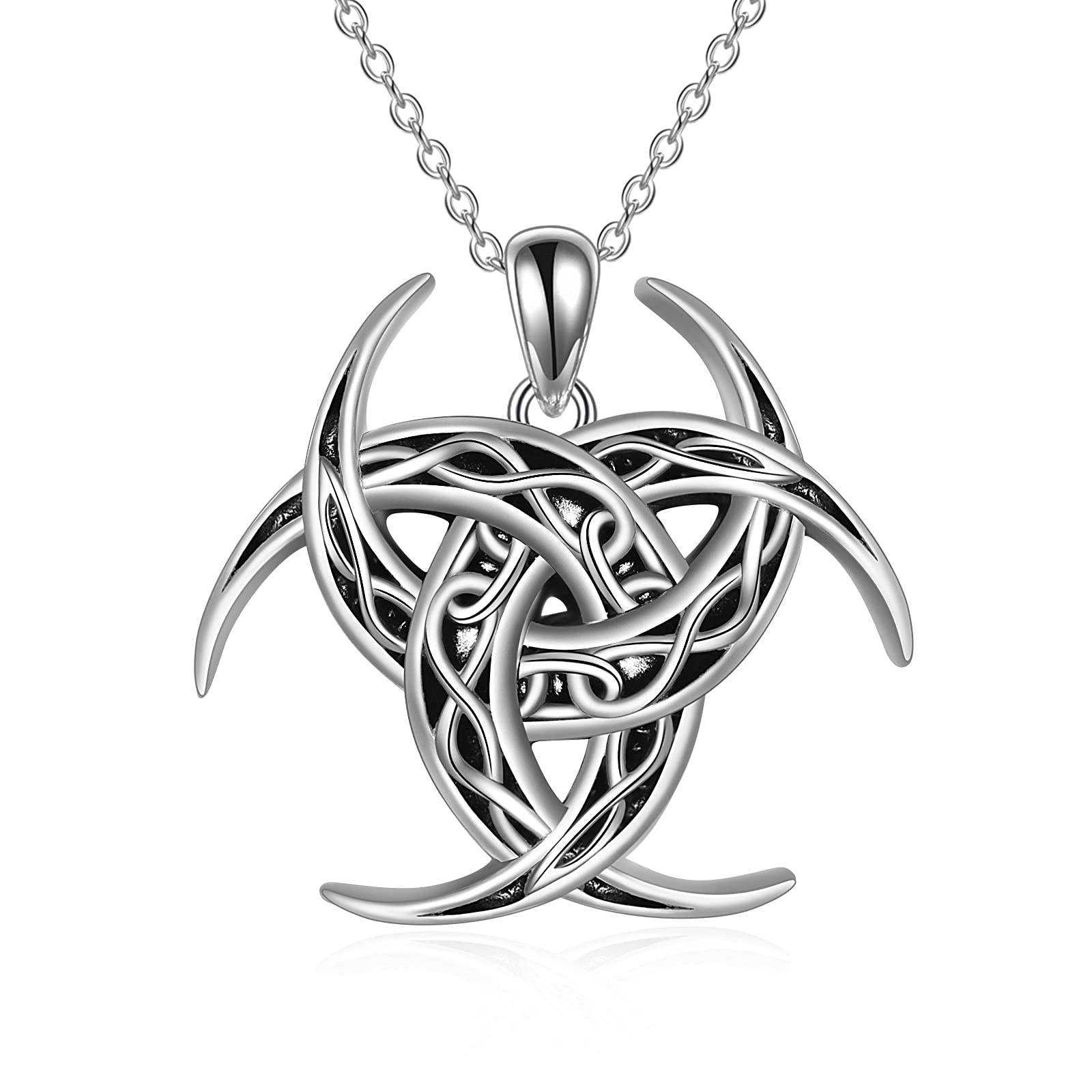 YAFEINI Collar con Colgante Vikingo de Nudo Celta de Buena Suerte para Mujer Amuleto de Plata de Ley 925 Pulido Protección Joyería Vikinga Triskele