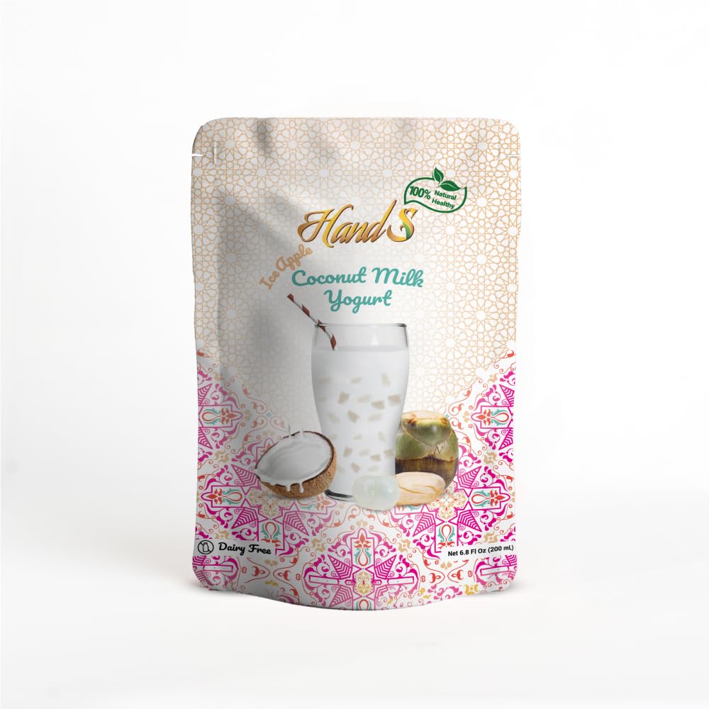 HandS Dairy-Free Coconut Yogurt with Ice Apple | Plant-Based Vegan Yogurt Drink with Fresh Fruit Pulp & Palm Sugar Crystals | No Preservatives or Chemicals | 200g Pack of 1