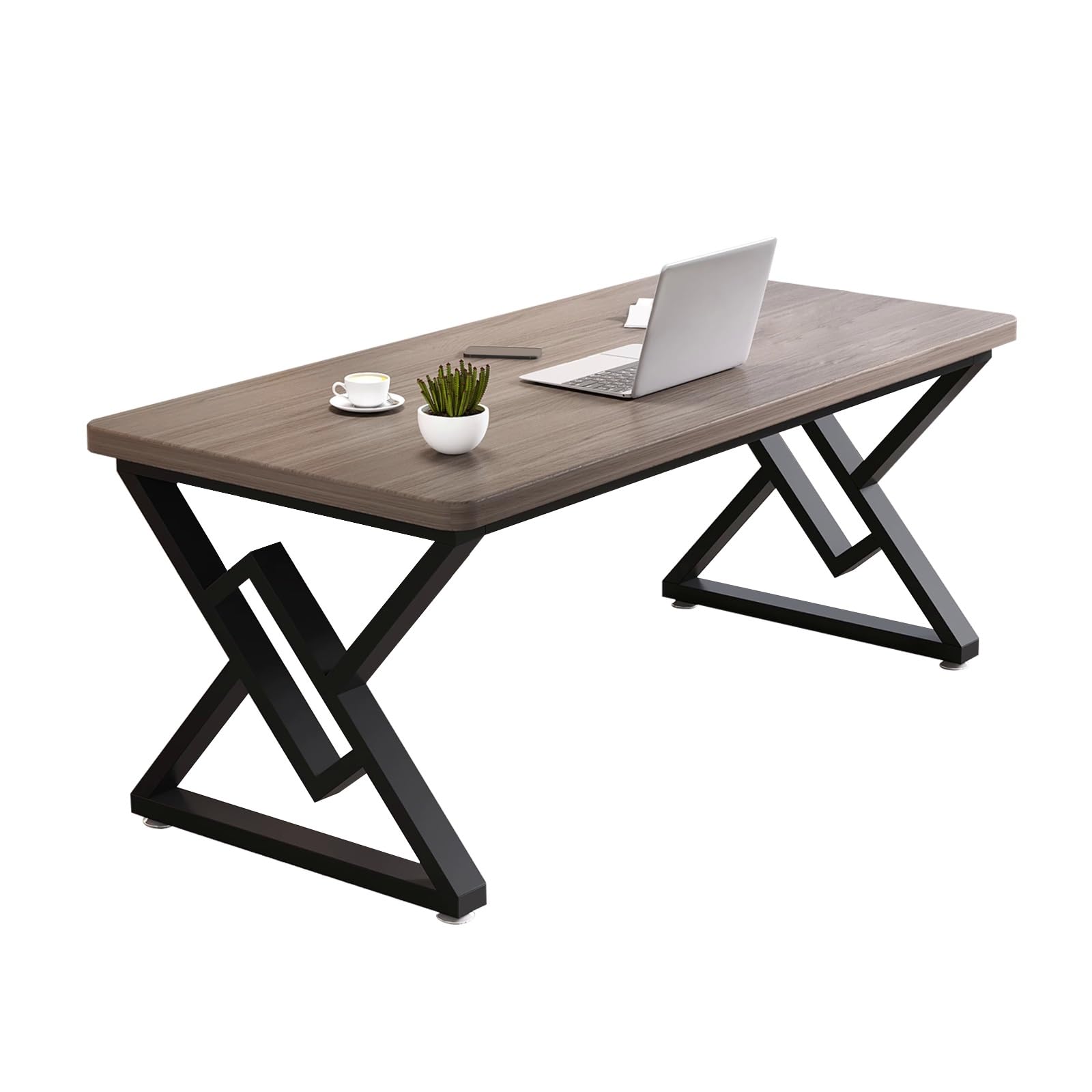 Wdsopk Grey Study Desk, Sturdy Carbon Steel Table Legs, Stable & Versatile For Various Settings, Brown, 100X60x75cm（-100 * 60 * 75Cm）
