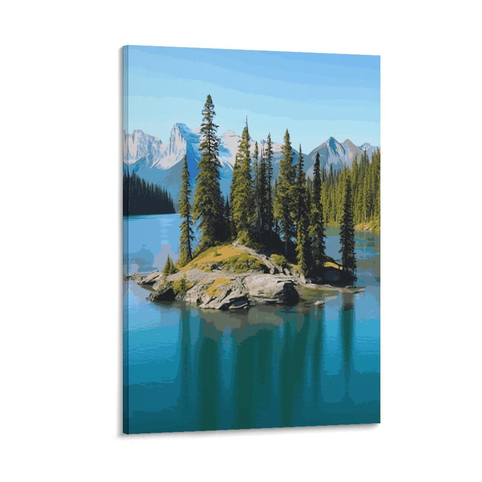 LDGSUPH Spirit Island in Lake Canvas Wall Art Prints Hangable Decor Painting for Wall Prints Painting Artwork Modern Decorative Artwork Ready to Hang Wall Pictures for Home Decor 20x30inch(50x75cm)