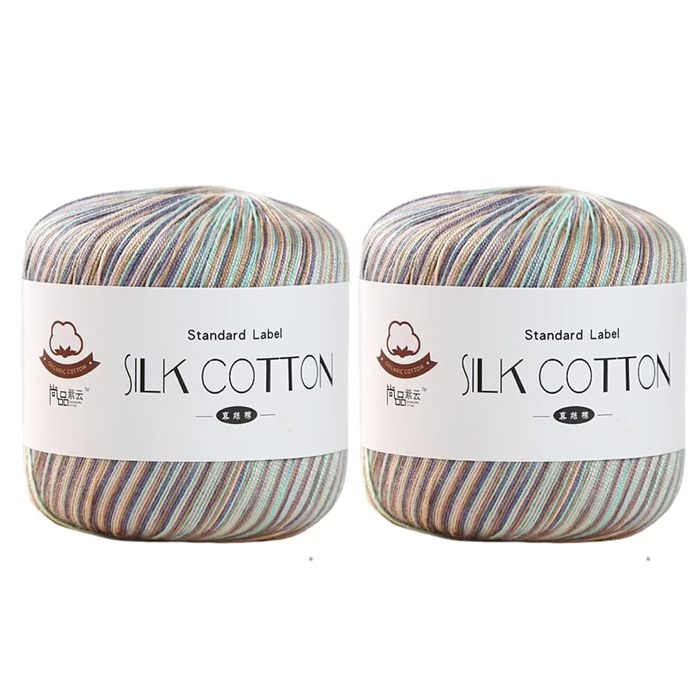 Bakermiche 2 x 50g Silk Cotton Lace Yarn for Knitting, Crochet, Embroidery & Crafts