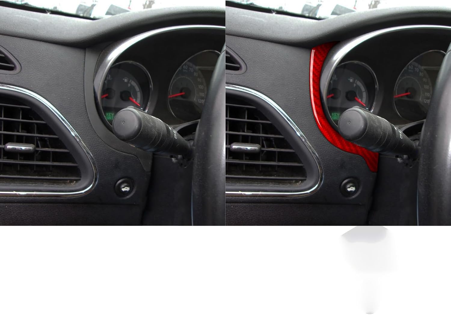 Car Red Carbon Fiber Accessories Dashboard Bezel 2pcs Protective Cover Sticker Compatible with Chrysler 200 2011 2012 2013 2014