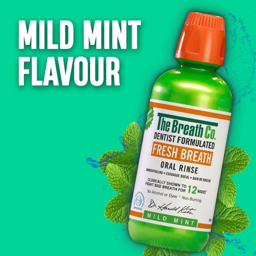 The Breath Co. Enjuague Bucal Fresh Breath Oxigenante – Sin Alcohol – Sabor Menta Suave - 3 Unidades