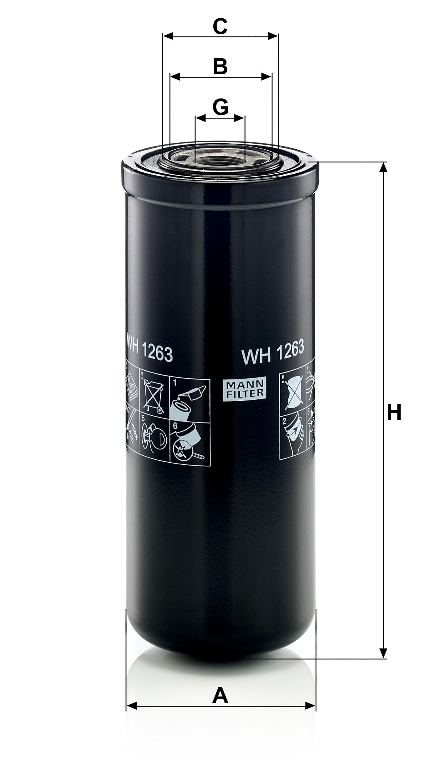 MANN-FILTER WH 1263 Filtre à huile Hydraulique - pour Applications non routières