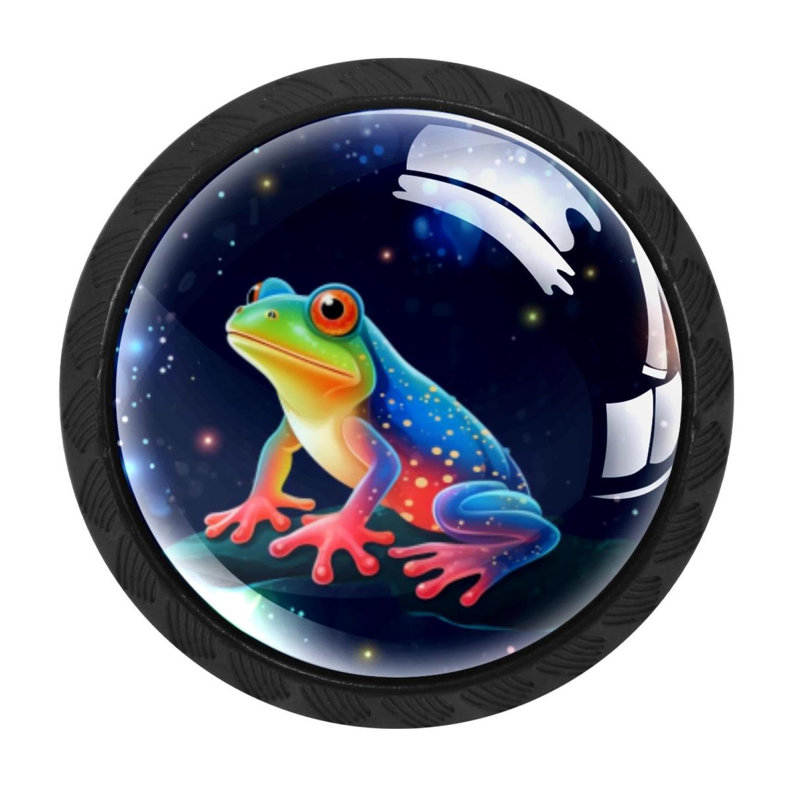 Chenzzzz Multicolored 06 4 Pieces Round Cabinet Knobs Starry Frog Dresser Knobs Pulls Handles With Screws For Drawer Pulls Handles Knobs Door Knobs