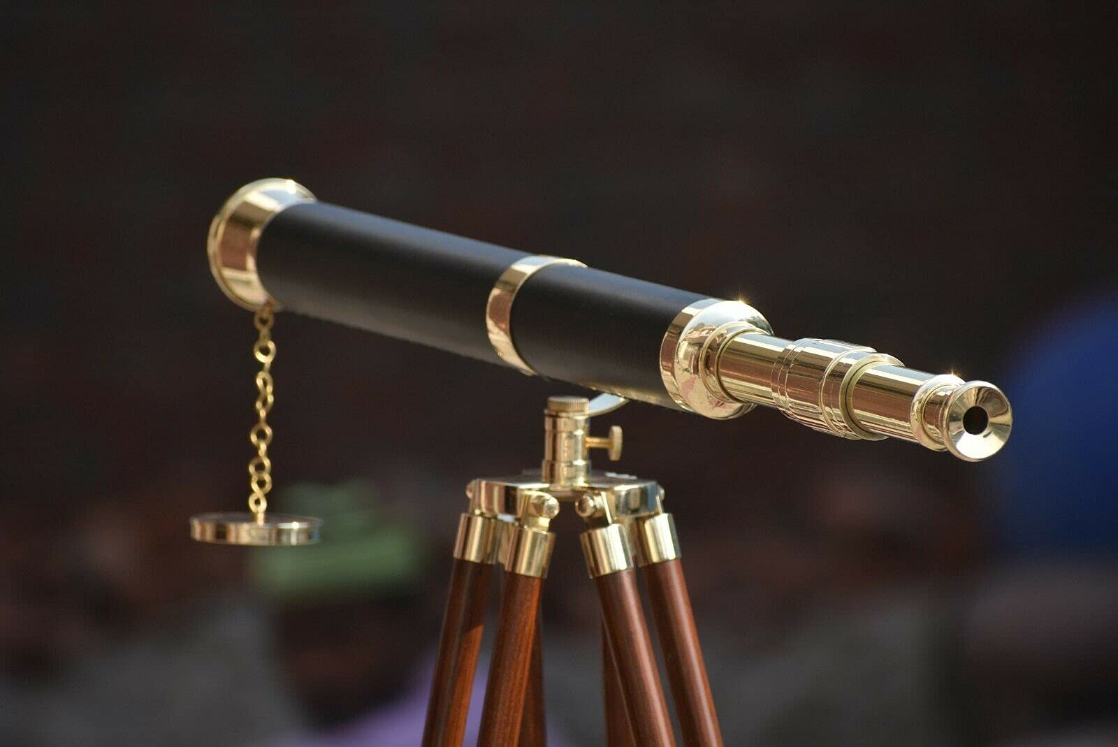 Nautical Vintage Brass 39 Inch Collectibel Telescope with Wooden Tripod Stand Gift Replica