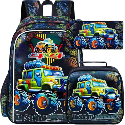 gxtvo 3PCS Boys Truck Backpack, 16