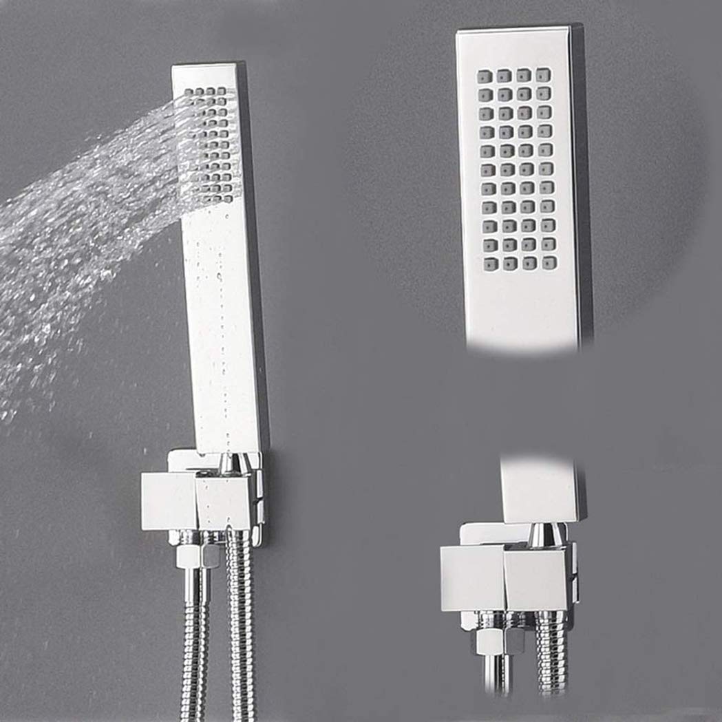 Mosiężny, 10-12-calowy, ścienny, chromowany system natryskowy z deszczownicą LED, z zaworem termostatycznym i 6 dyszami masującymi i zestawem prysznicowym ręcznym, 1,12 Inch