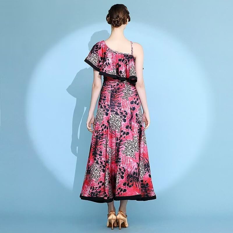 取り寄せ品】社交ダンス衣装 ラテンワンピース（M・L） 3L00168 パソドブレ用 ブラック/レッド ～タカダンス～ GRACE 長野県長野市の 社交ダンス衣装通販サイト GRACE（グレース） 社交ダンス衣装 ワンピース ヒョウ柄 レディースロングドレス ラテンダンス衣装 キャミワンピース モダンドレス 競技用 練習服 ワル