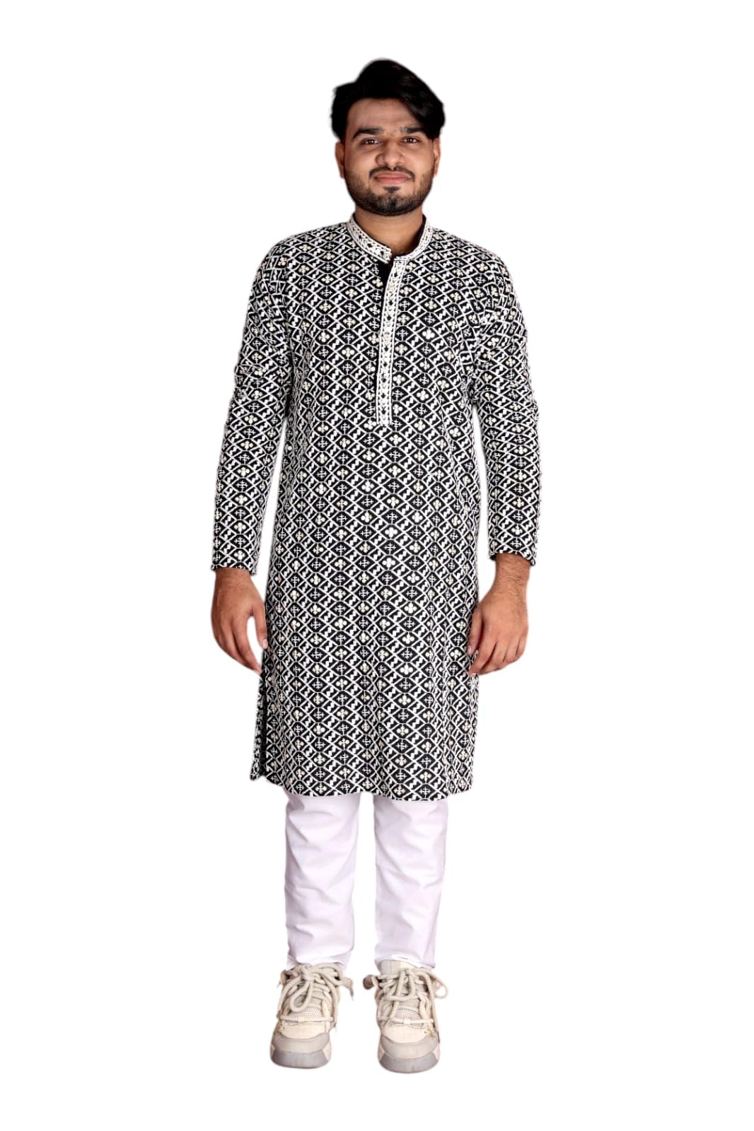 buy Men's Formal Wear Long Printed Coat-picture-41