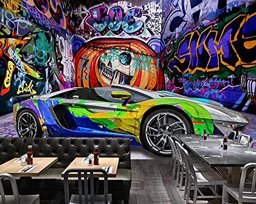 Papel Pintado Pared 3D Coche Garabato Tela Mural Papel Pintado Infantil Papel Tapiz Fotomurales Decorativos Pared Wallpaper