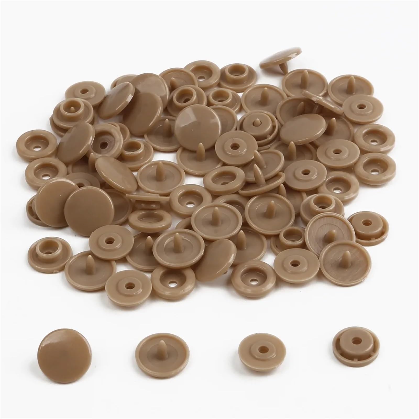 T5 Plastic Snap Buttons 400 Sets Poppers Nylon Kit for Baby Dolls Clothes Sewing Accessories(Beige)