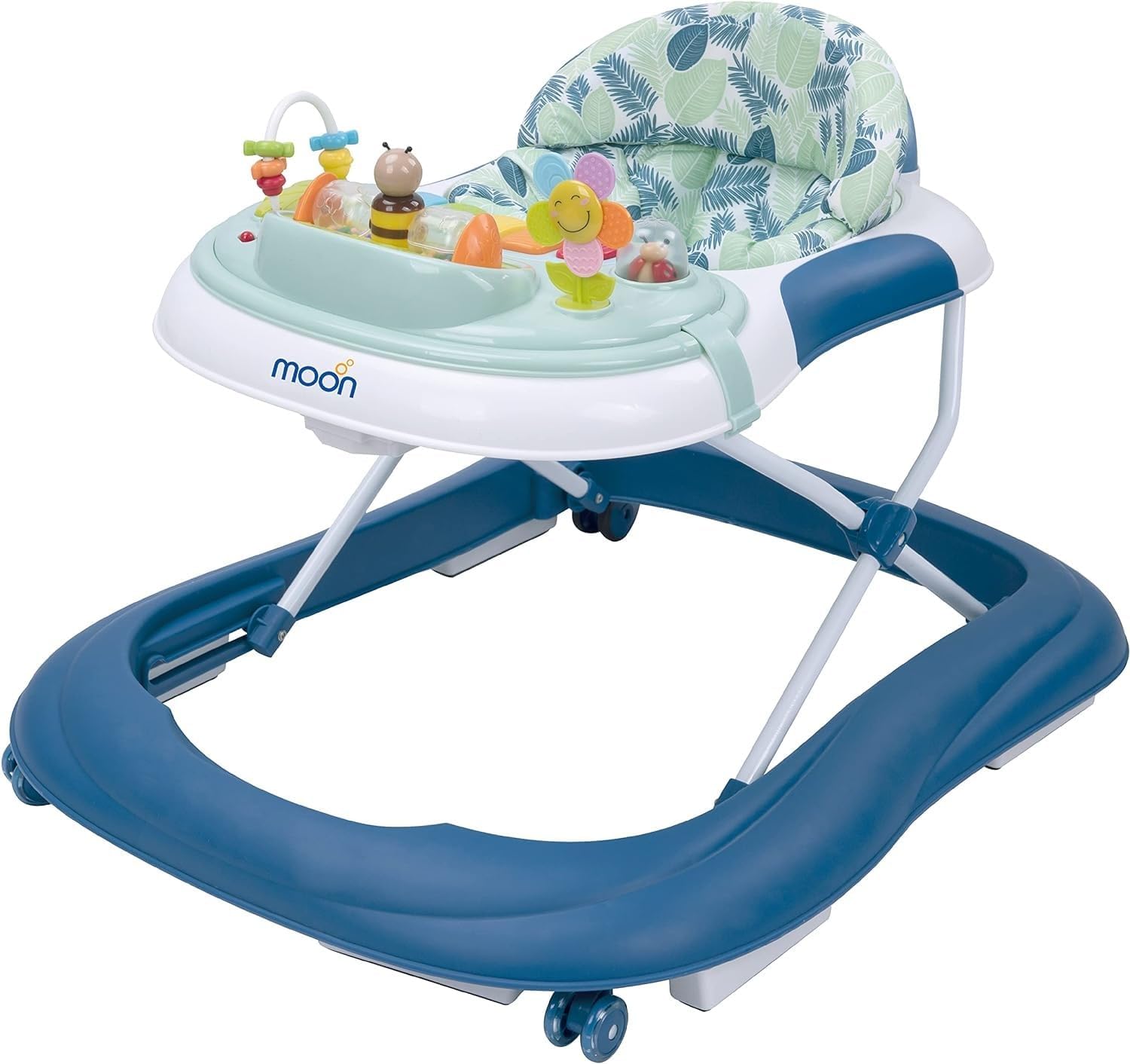 The Moon Brand Chase Walker- 6 Months To 18 Months-Removable Music Box- Well Padded Seat-Strong Metal Frame- Plastic Body-Removable Music Tray-Wider Base Design-Height Adjustment-Blue