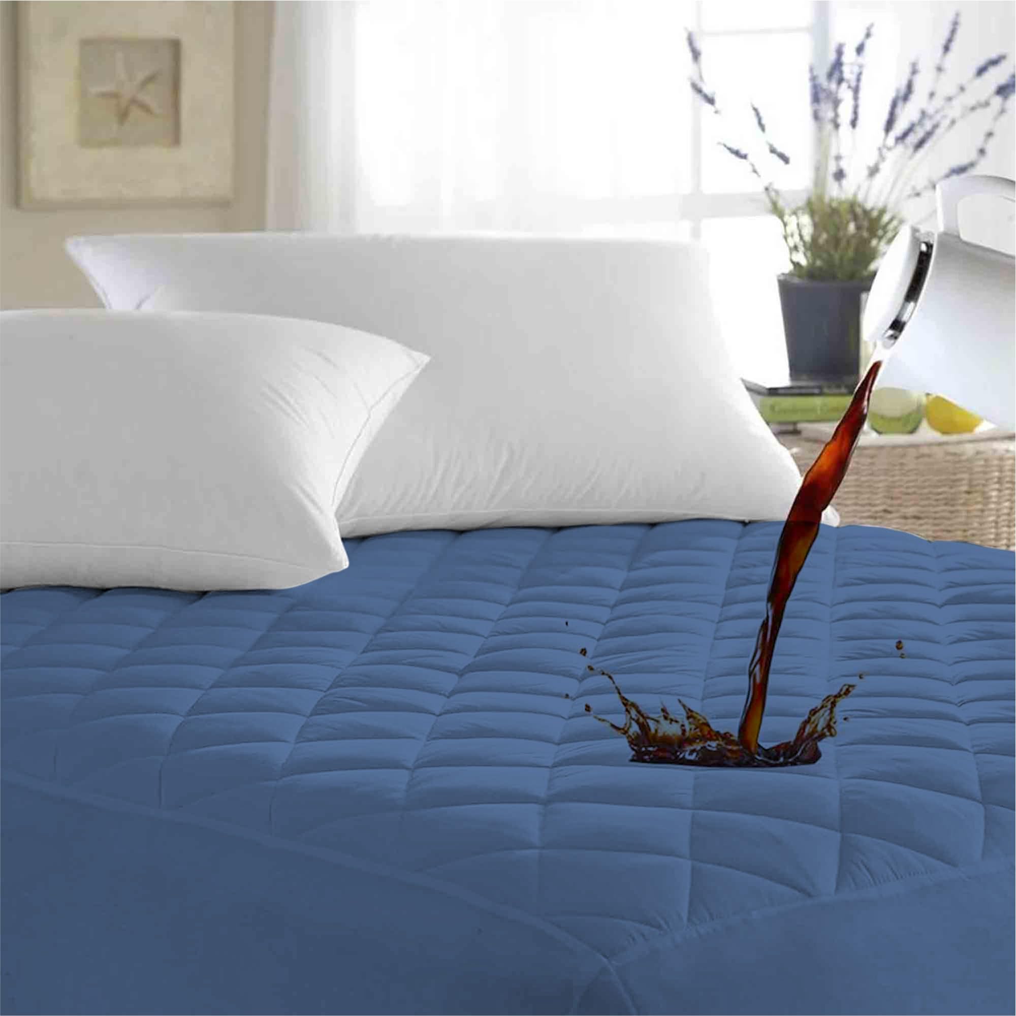 Ayka 100% Waterproof Queen Size 72x60 inch Cotton Quilted Mattress Protector Breathable Hypoallergenic Noiseless Ultra Soft Elastic Fitted Bed Protector Mattress/Bed Cover (Med Blue, Queen (72*60"))