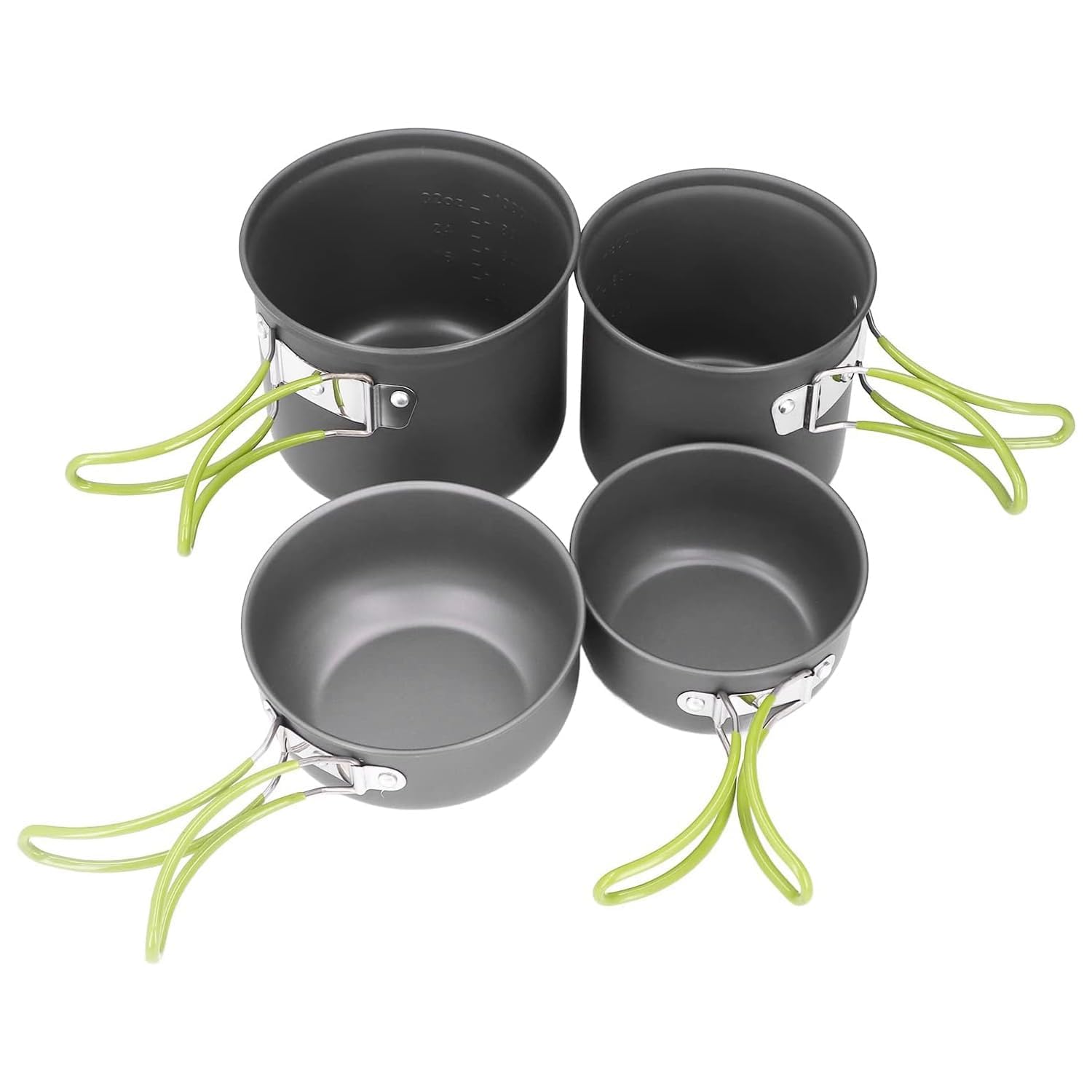 Hacer COMPSOR-203 Camping Cookware Set Non-Stick Heat Resistant Outdoor Cooking Set 4 Pot Bowl Pan Kits for Trekking Hiking Utensils