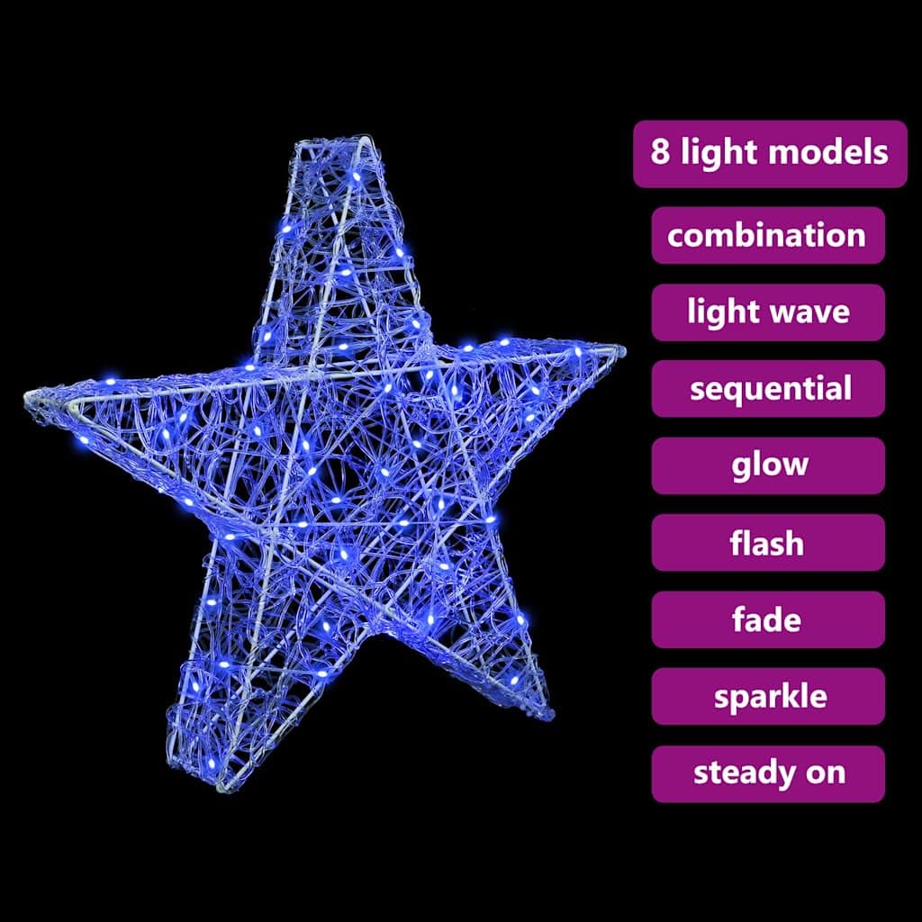 Estrella 3D de acrílico con 50 LED, azul, 55 x 53,5 x 10 cm, alimentado por USB, mando a distancia, decoración para árbol de Navidad, decoración para interior y exterior protegido