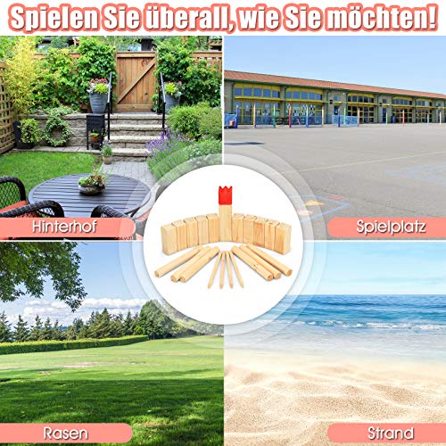 COSTWAY 21 TLG. Kubb Spiel Wickingerschach Holz Familie Game Holzspiel Outdoor Spiel, Wurfspiel für Kinder und… – Bild 5