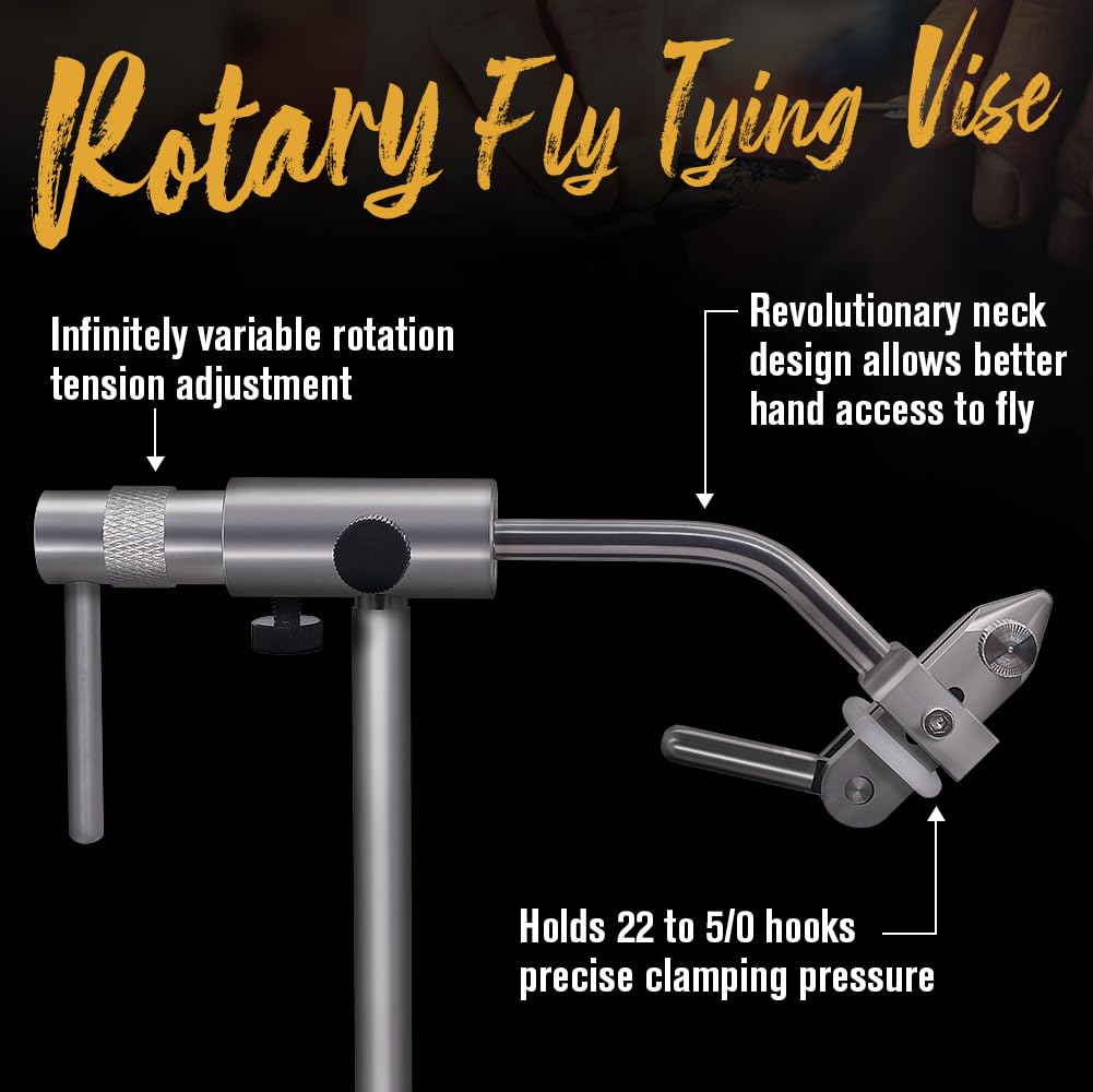 Rotary-Fly-Tying-Vise-Fly-Tying-Tools Equipment Fly Fishing Vice Kit with Pedestal Base Clamps