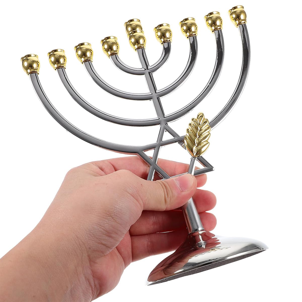 Candeliere a Nove Teste in Lega di Zinco Menora da 18 cm, candelabro a Forma di Stella di David, Regalo di Capodanno ebraico, Adatto per la Decorazione di Feste di Hanukkah