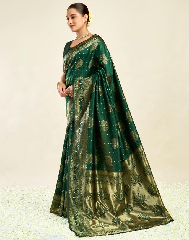 Image of SIRIL Women's Banarasi Silk Saree | Kanjivaram Silk Saree With Unstitched Blouse Piece