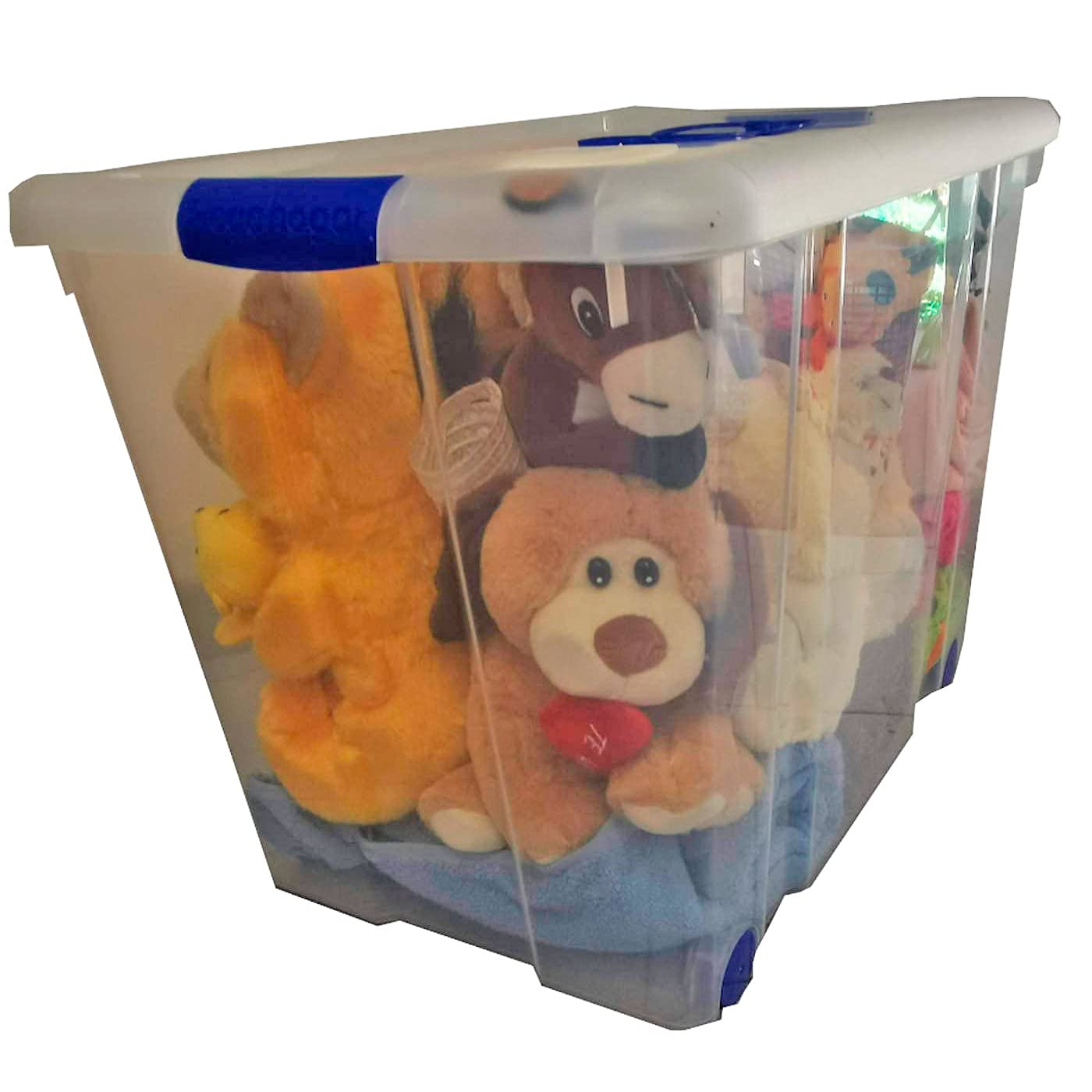 Acan Tradineur - Pack de 6 cajas de almacenaje, de 46 x 61,5 x 43 cm, nº 8, con capacidad de 86 litros con tapa y ruedas para organización del hogar, baúl organizador(46 x 61,5 x 43 cm, Pack de 6)