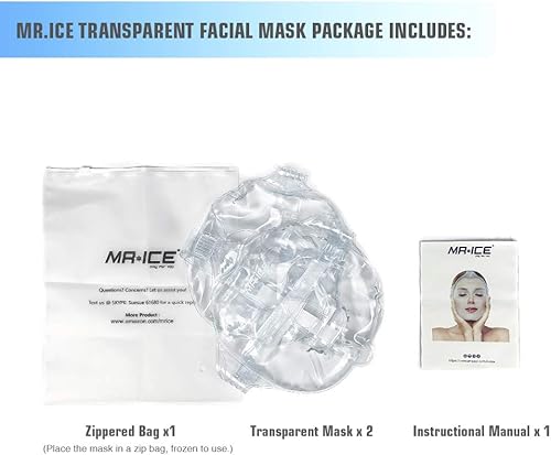 Miniatura 7 de MR.ICE Mascarilla de gel para la cara, 2 máscaras refrescantes para hinchazón facial, mascarilla fría reutilizable, compresa fría y caliente para