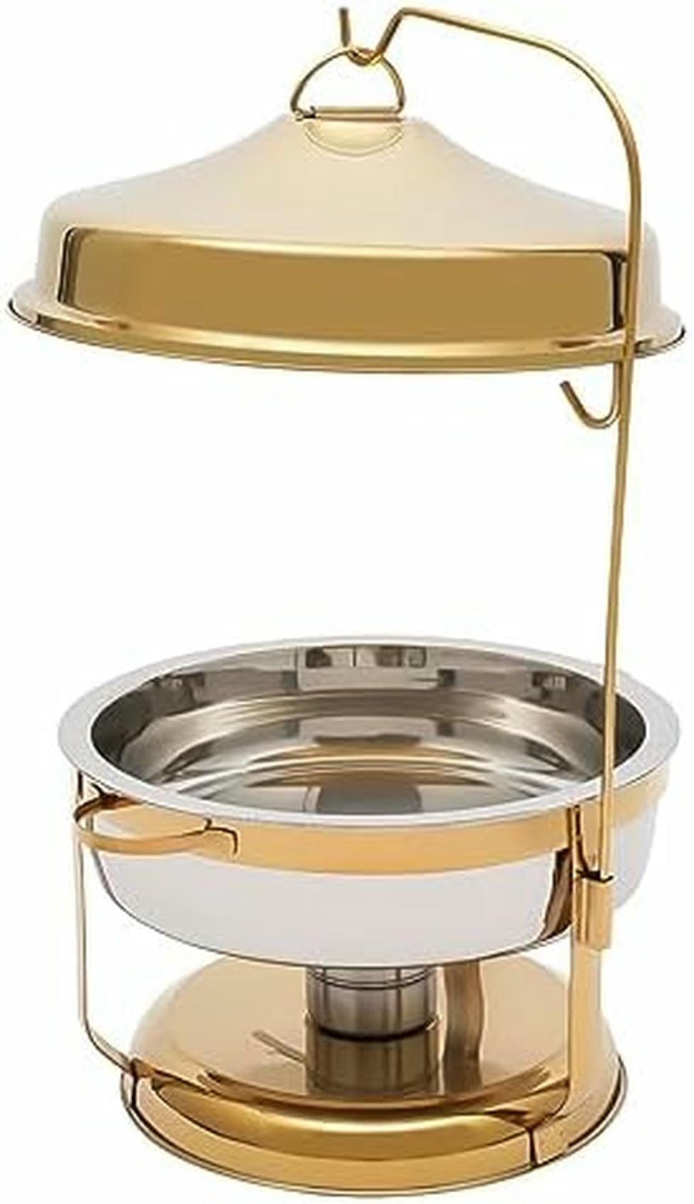 Juego de platos para bufé, calentador de alimentos redondo portátil de acero inoxidable con tapa, para restaurantes, catering, fiestas, color dorado