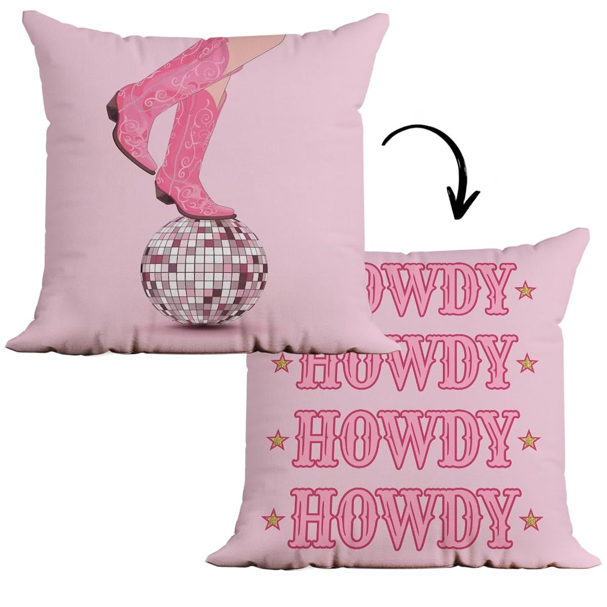 Federa per cuscino con stivali da cowgirl rosa, grande, decorazione per la casa, camera da letto, 50,8 x 50,8 cm