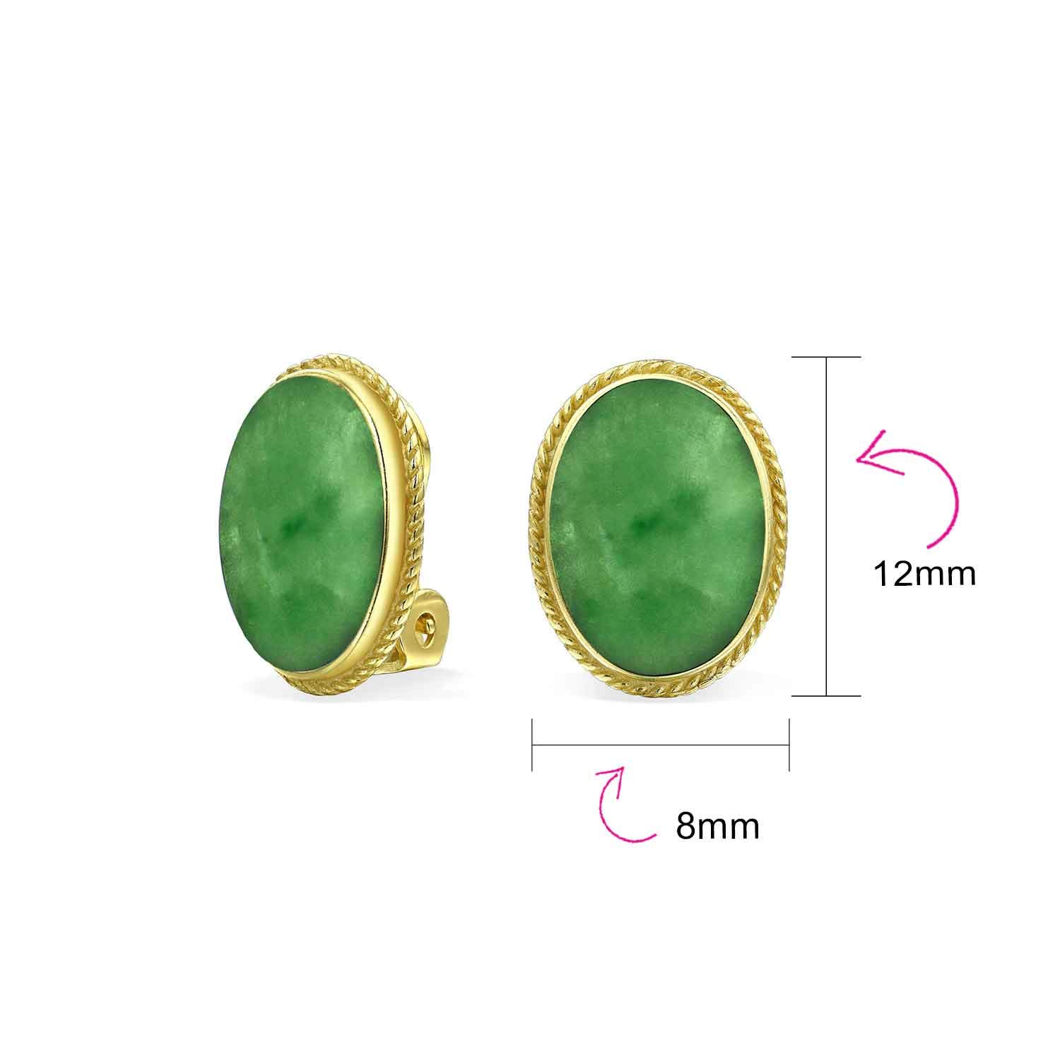 Boucles D'Oreilles Clip En Argent Sterling 14K Or Jaune 7Ct Cabochon Ovale Pierres Gemmes Ovales Cordes Câble Lunettes D'Argent Pour Femmes