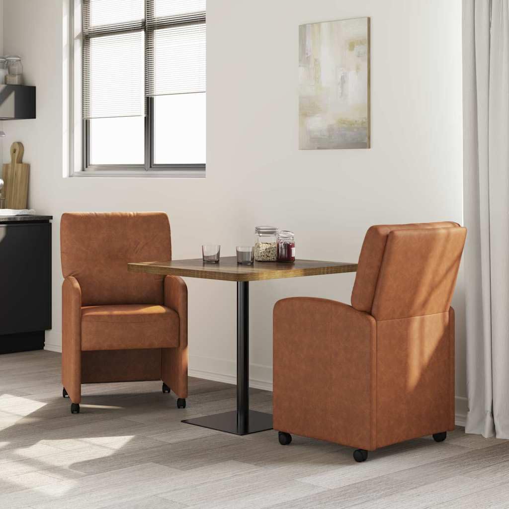 Makastle Chaises de Salle à Manger Simili Cuir Marron Lot de 2