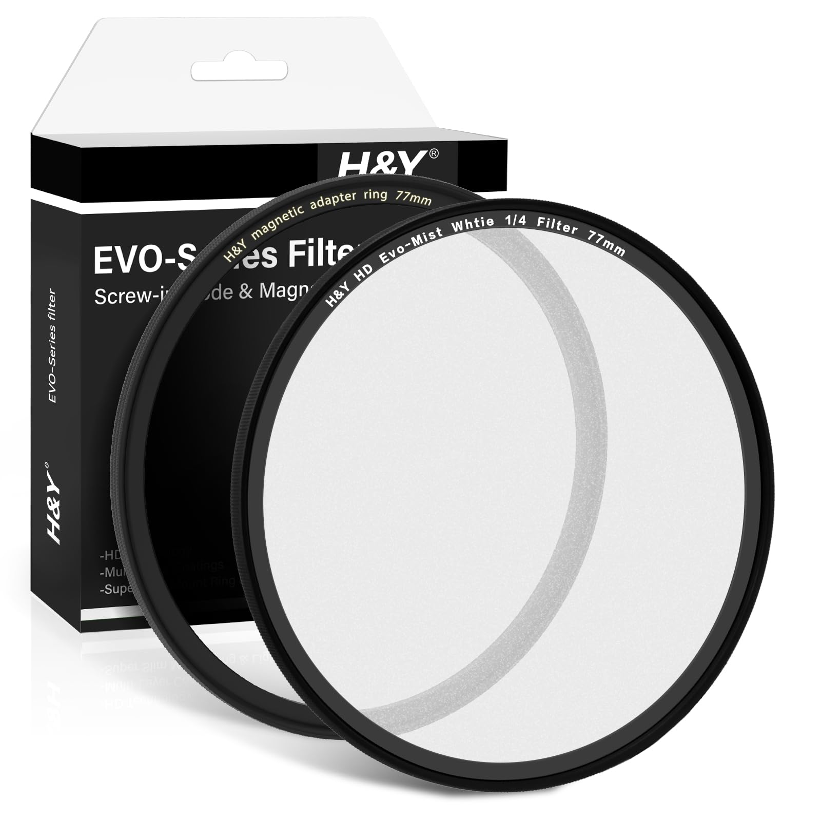 H&Y EVO 77mm White Pro Mist Filter 1/4, Magnetic & Screw-in White Diffusion Camera Lens Filter, Premium 22-Layer Nano Coated HD German Glass for