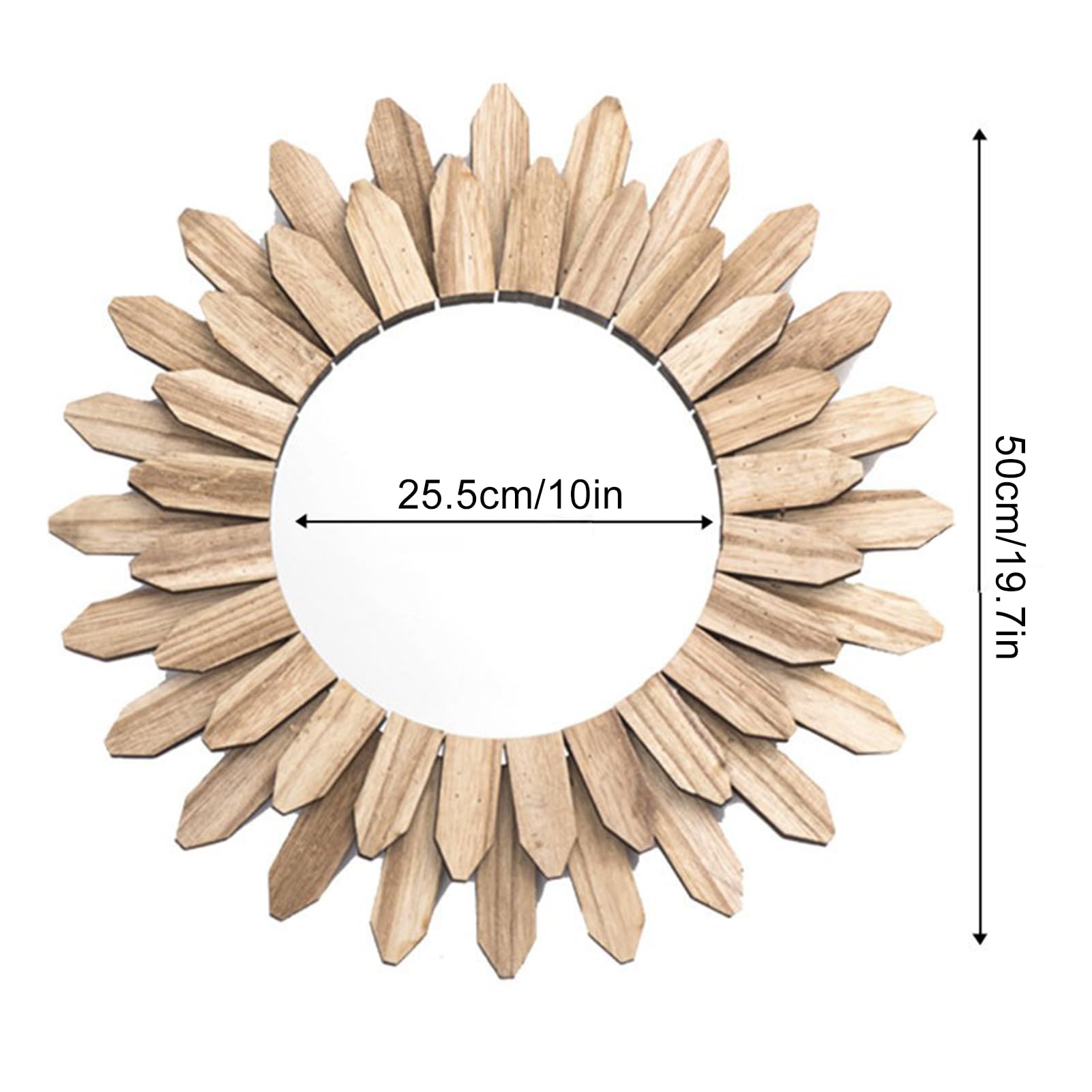 Sunburst Boho-Spiegel, Sonnenspiegel-Wanddekoration, Wandspiegel, Rustikaler Holz-Bauernhausspiegel Sunburst Boho-Spiegel, Dekorative Spiegel für Eingangsbereich, Schlafzimmer, Wohnzimmer,(L)