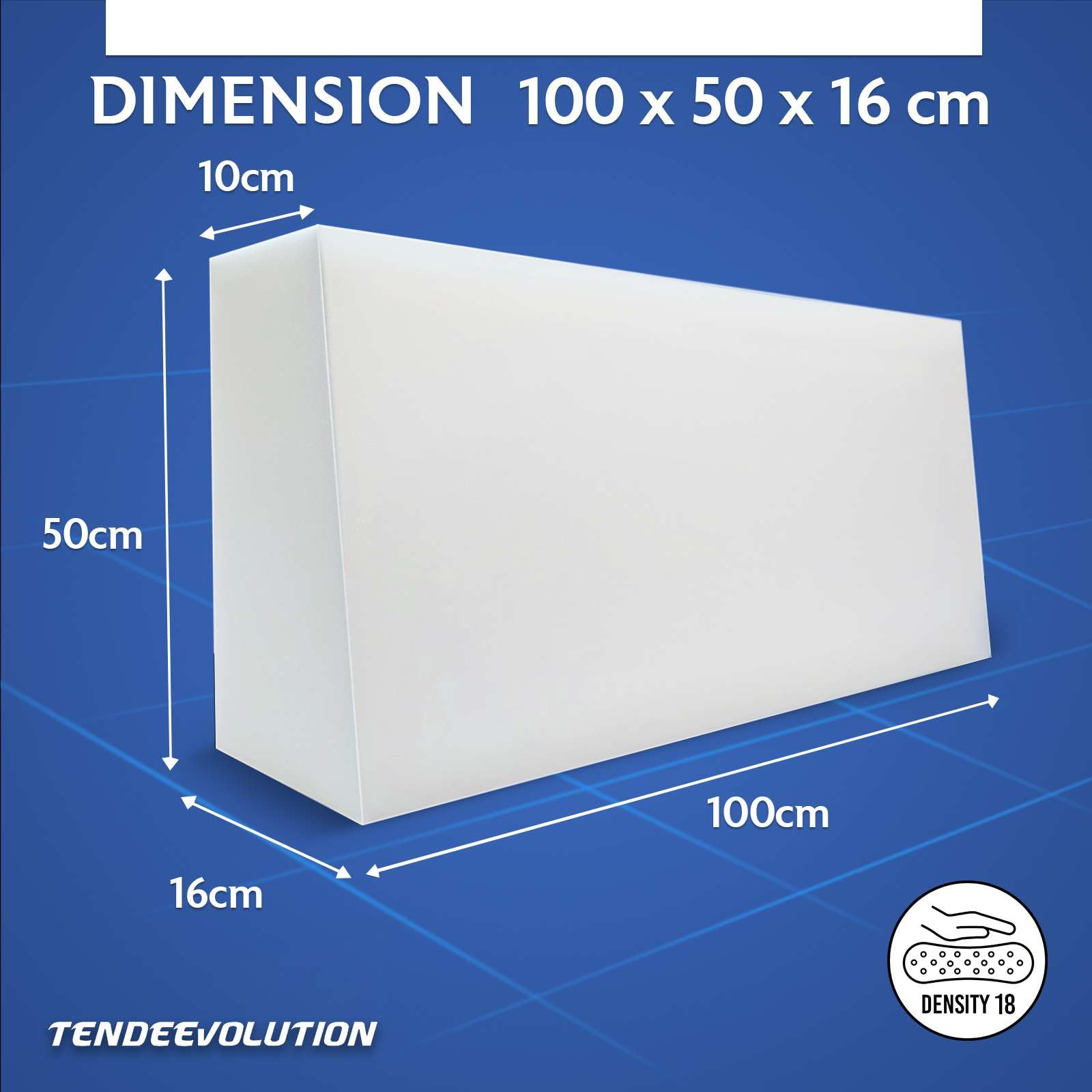 TENDEEVOLUTION Cuscino Schienale Divano Sagomato in Gommapiuma 100x50x16 cm, Densità 18. Spalliera Divano o Cuscino Schienale Letto a Ponte, Poltrone, Gommapiuma per Divani