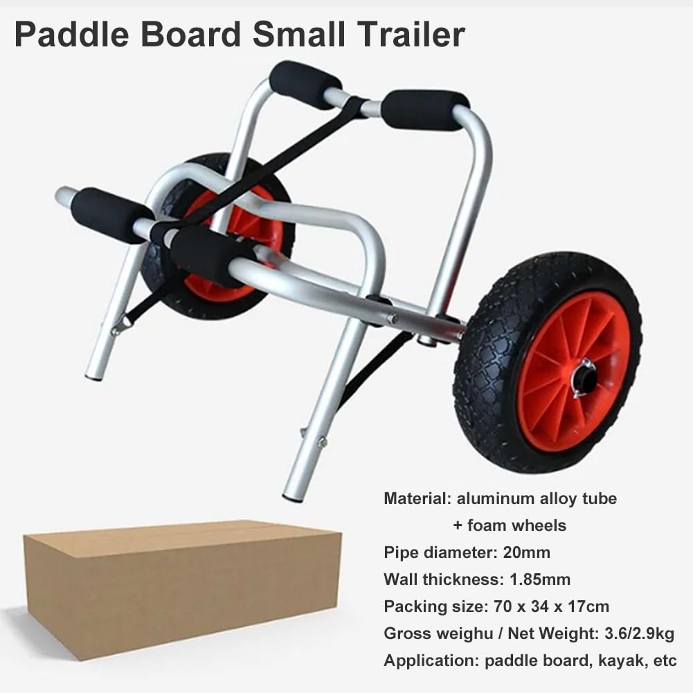 Carro para Kayak de Alta Resistencia con neumáticos macizos de 10 Pulgadas y Estructura de aleación de Aluminio, Carrito Plegable para el Transporte de canoas y embarcaciones.