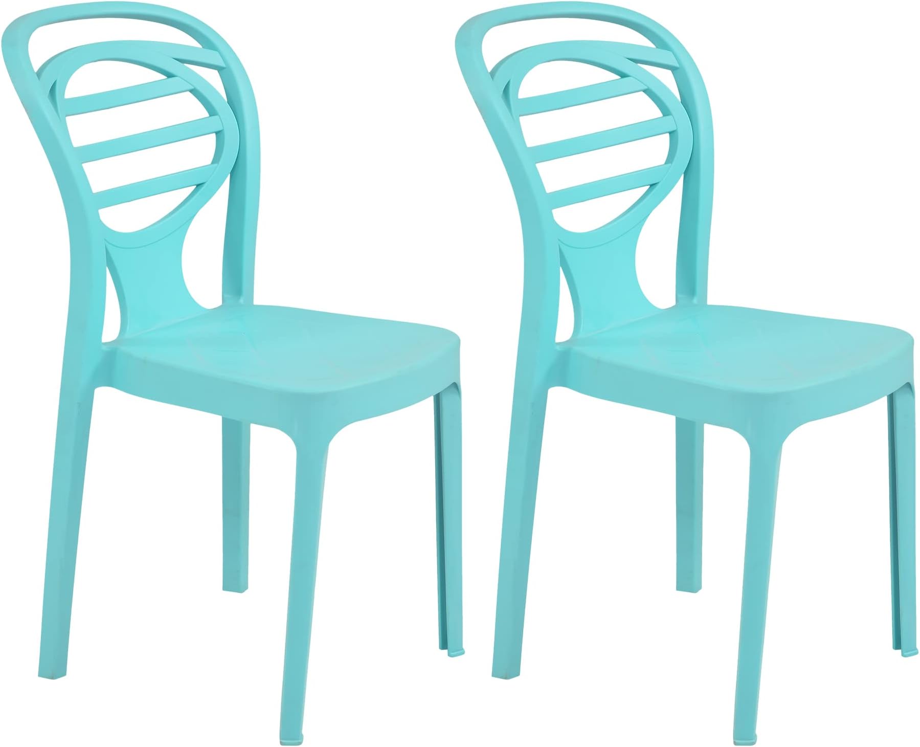 Supreme Furniture Oak Plastic Without-Arm Chair Suitable for Home, Office, Garden, Living Room, Cafeteria, Restaurant, Hotel, Resort, Indoor & Outdoor (Set of 2, Aqua Blue)