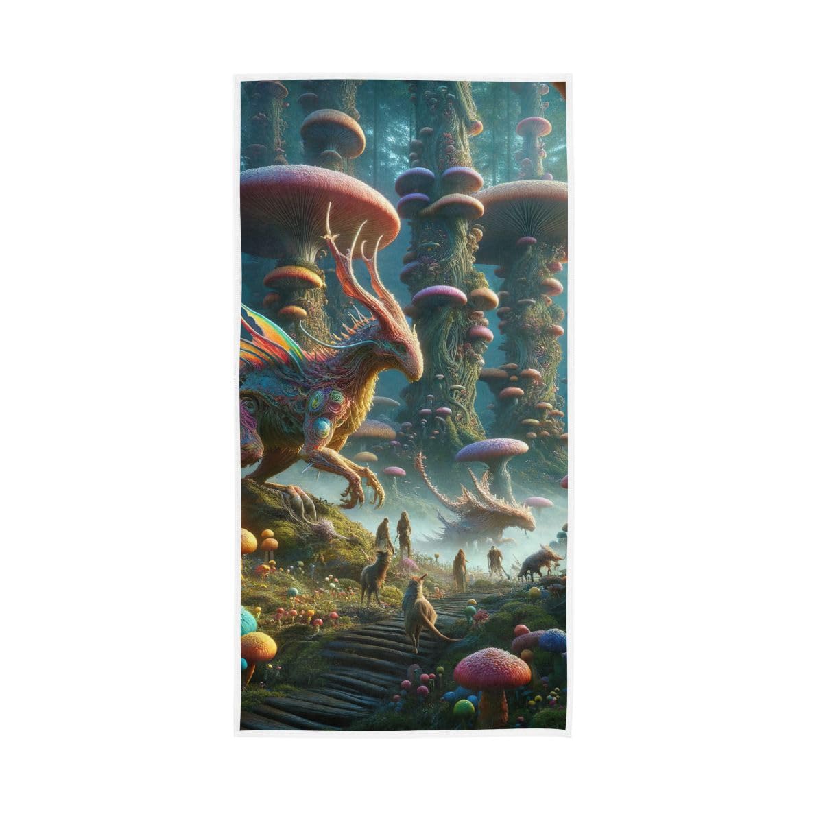 HUYGD Fantastic Animal and Mushroom Hand Towel, Shower Towels for Hand, Face, Hair, Yoga, Kitchen, Bath 15 x 30 Inches