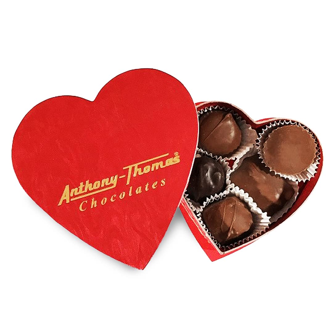 Anthony Thomas, Heart Shaped Box, Valentine's Day Chocolates, Milk and Dark Chocolate, Soft Centers, Nuts, Toffee and Caramels, Gift Box (2 oz)