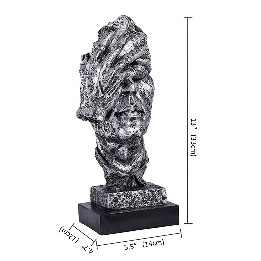 Amazon.co.jp: ORZKEY 沈黙は金なり - 手作り 沈黙の男性像 樹脂