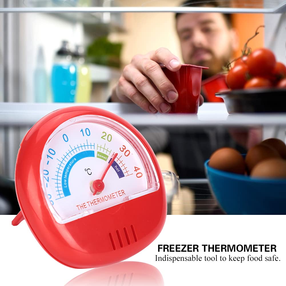 Gsycle Thermometer for Refrigerator, Freezer Thermometer Large Dial Kitchen Thermometer with Red Indicator for Freezer Refrigerator Cooler(Mechanical) (Red)