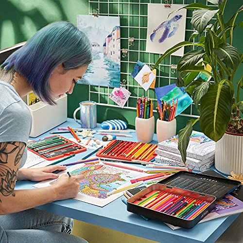 ARTEZA Ozeanmuster Malbuch für Erwachsene Set, 72 Buntstifte und 30 einseitige Malvorlagen mit DIY-Rahmen 20.3 x 20.3 cm… – Bild 7