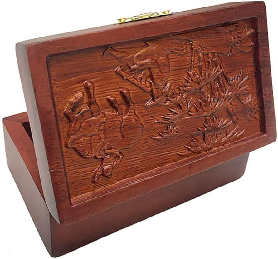 ヴィンテージ木製農家エンボス小物オーガナイザーストレージボックス、バックルイヤリング付き小物。