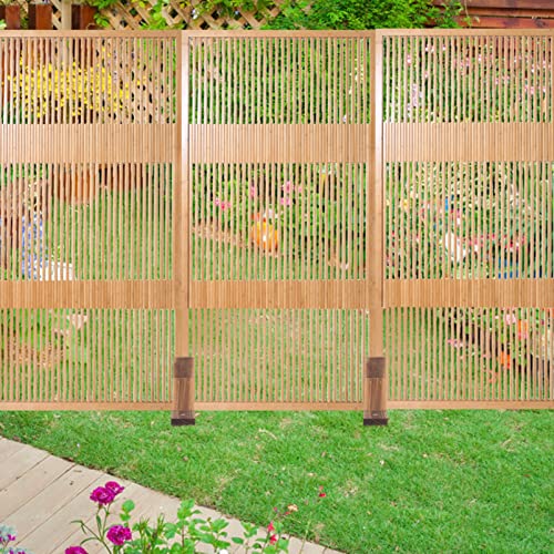 Happyyami 2pcs Room Divider Support Feet Wood Garden Fence Divider Extendable Instant Fence Wooden Garden Trellis Stand Base Privacy Screen Holder - Image 3