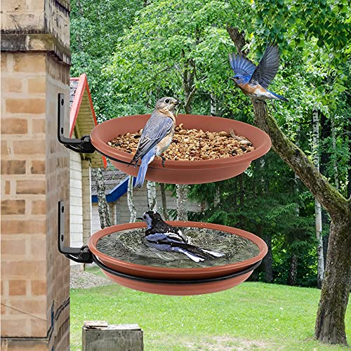 Vogelbad, balkonleuning, rond, vogelvoederhuis, balkonleuning met houder, vogelvoederdispenser balkon, vogelbad tuin hangend voederhuis voor vogels 2-in-1, vogelvoederstation & wildvogelbakken, 2 stuks - Image 6