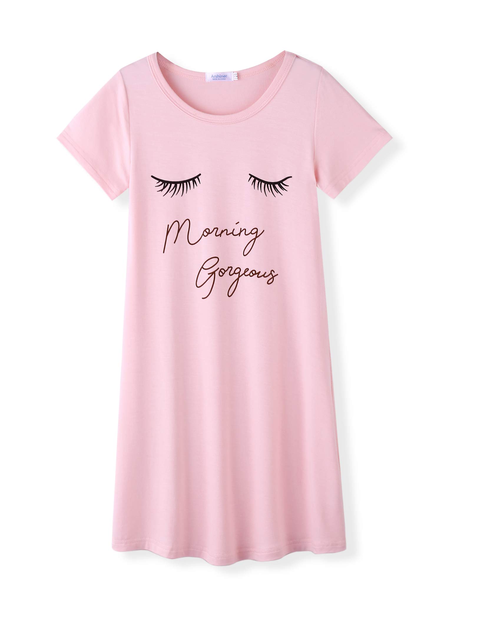 ArshinerGirls Nightgowns Summer Soft Cute Cartoon Print Pajama Sleep Dress for Kids 4-12 Years