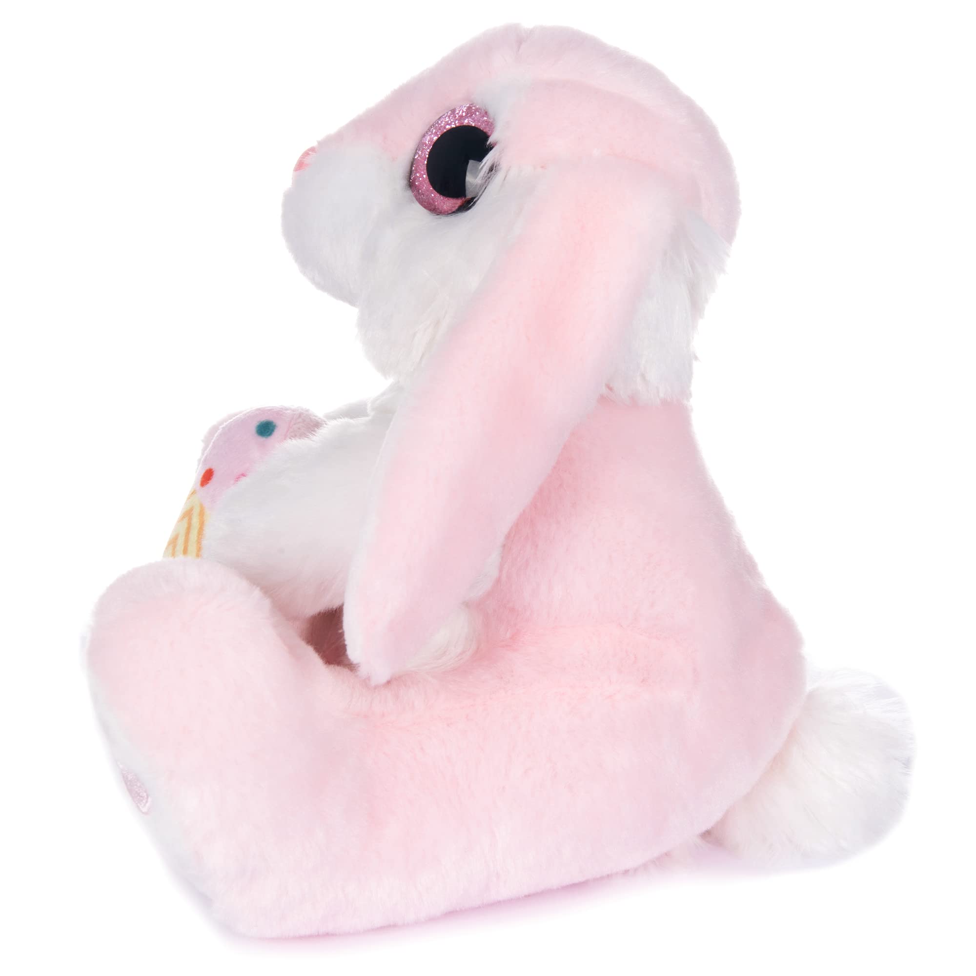 My OLi Easter Rabbit Plush Toy 8.5" Plush Bunny Teddy with Easter Egg Floppy-Eared Sitting Bunny Soft Toy Perfect Bedtime Friend Gifts for Kids Babies Pink - Image 4