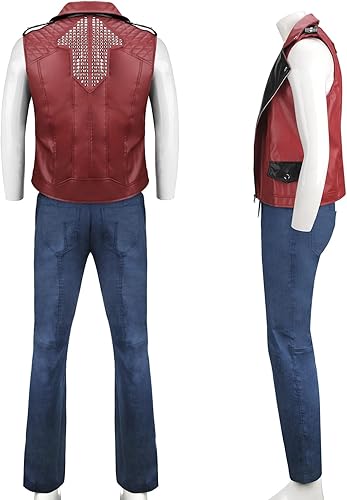 Miniatura 2 de MORROWIND Men Cosplay Red Punk Jacket Vest Pants Belt Set Costume Adult Outfit Suit Pu Leather for Halloween Party Role play